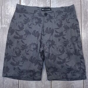Travis Mathew Golf Shorts Mens 30 Grey Floral Print Performance Stretch